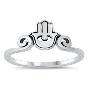 Sterling Silver Hamsa Ring 925 Fashion Band